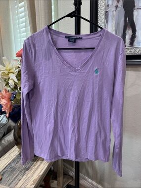 Polo by Ralph Lauren Lavender V-Neck Long Sleeve Tee